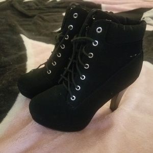 Black high heel shoes